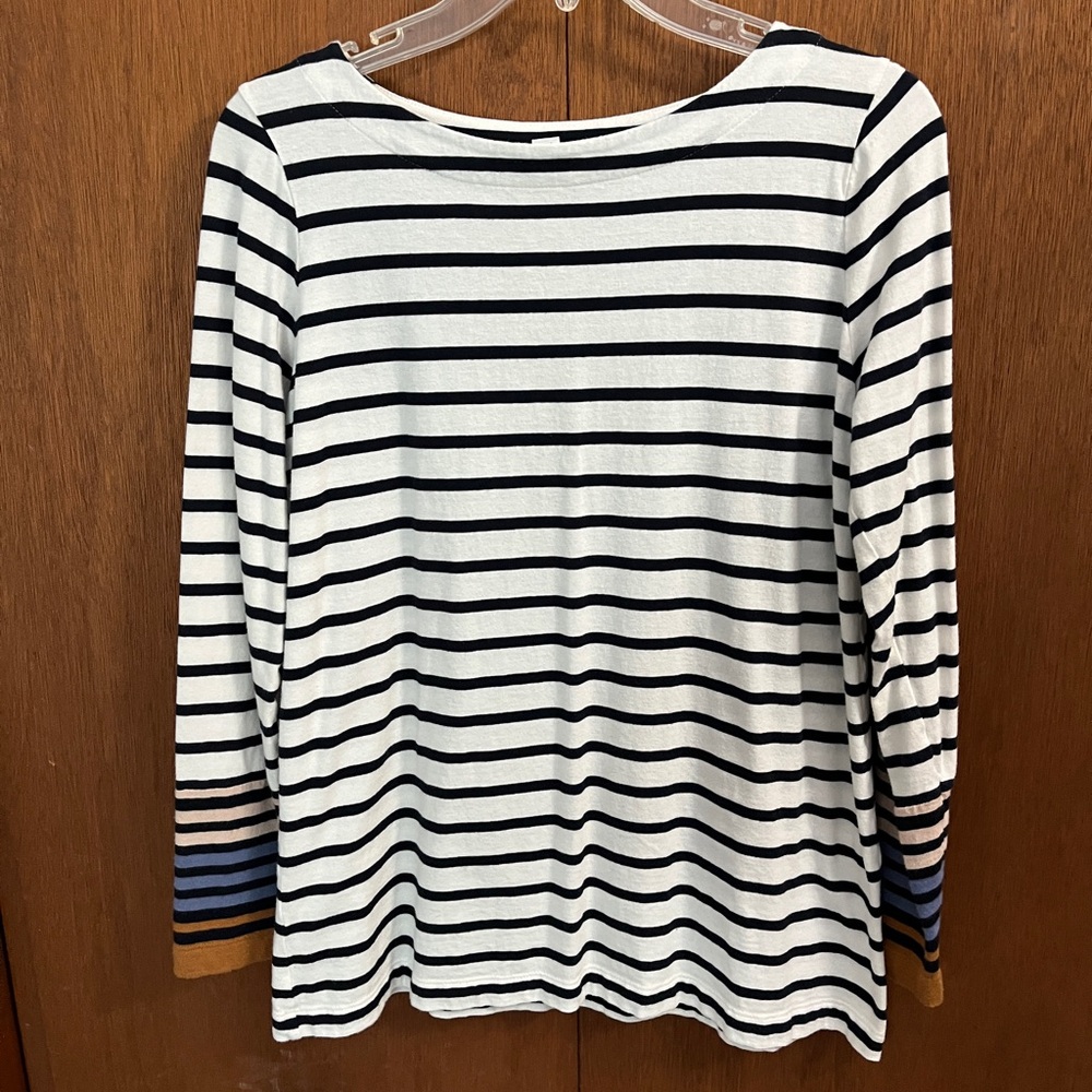 J. Jill Navy and White Striped Long Sleeve Top